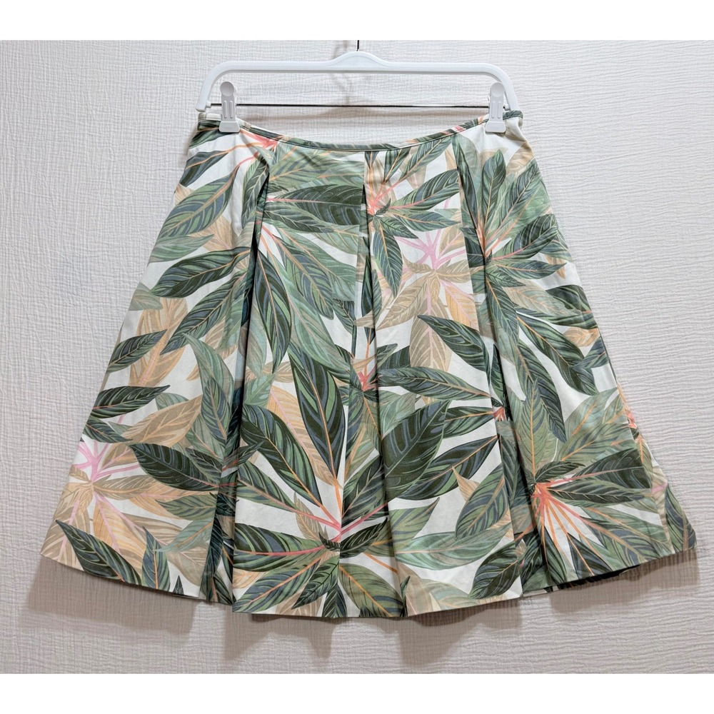 Brooks Brothers Women's Mini Skirt 8 Pleated Flared Stretch Tropical Preppy